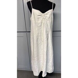Vintage Paraphrase Sundress‎ Spaghetti Straps Midi Linen dress Sz 10 (large)